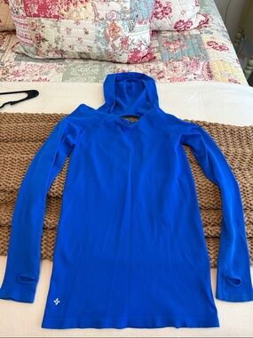 Bright Blue Hooded Long Sleeve Top
